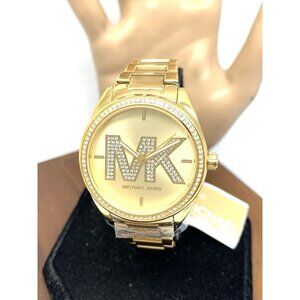 Michael Kors Womens Watch MK7381 Janelle Quartz Gemmed Gold Stainless Steel 36mm